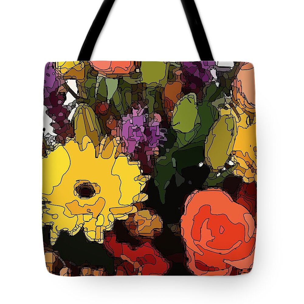 Daisey Artwork Tote Bag featuring the digital art Daisy and Rose_7848 by Linda Scroggin