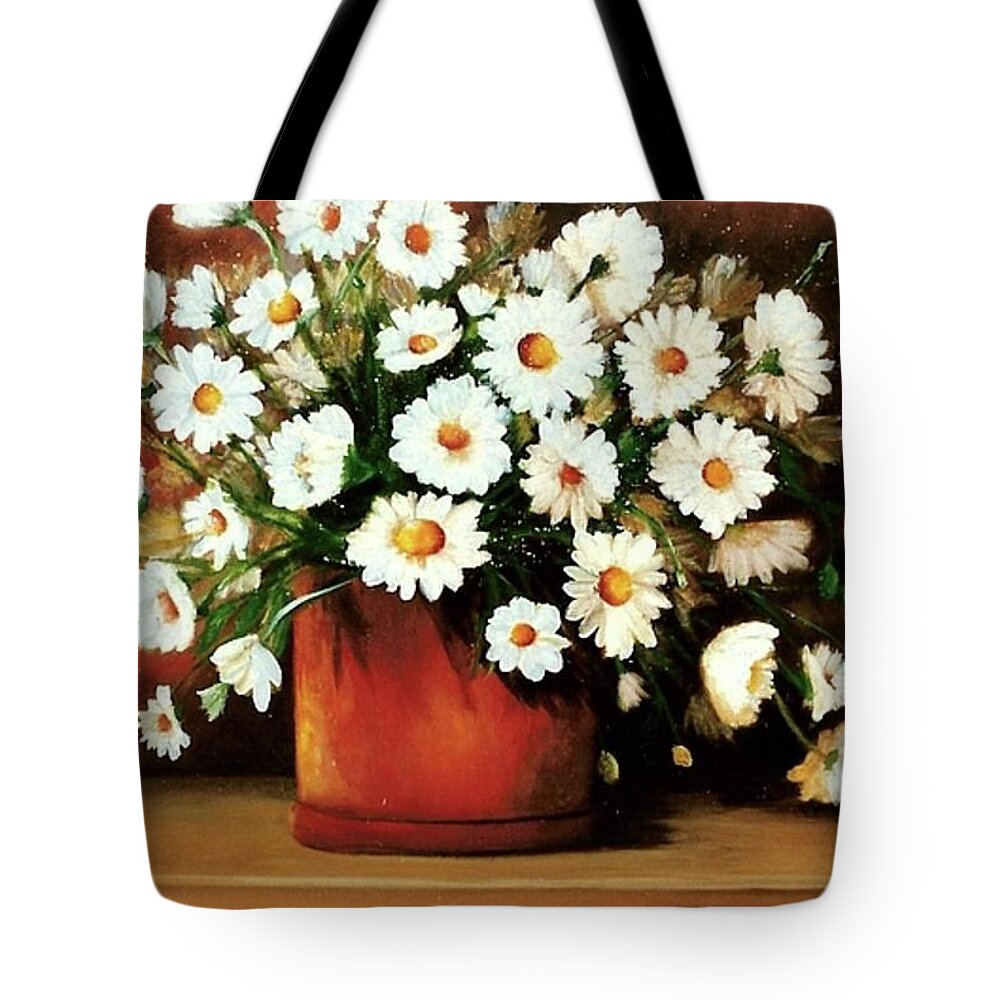 Daisies Tote Bag featuring the painting Daisy Doodle SOLD by Susan Dehlinger