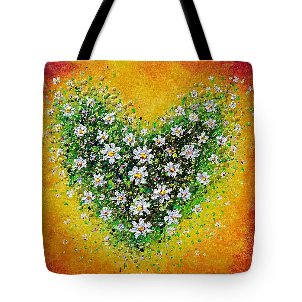 Heart Tote Bag featuring the painting Daisy Joy by Amanda Dagg