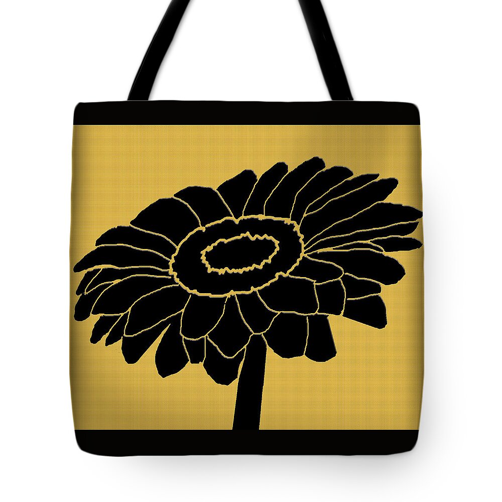 Daisy Tote Bag featuring the mixed media Daisy Silhouette in Gold by Kelly Mills