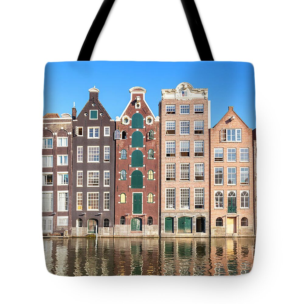 Amsterdam Tote Bag featuring the photograph Damrak houses, Amsterdam by Neale And Judith Clark
