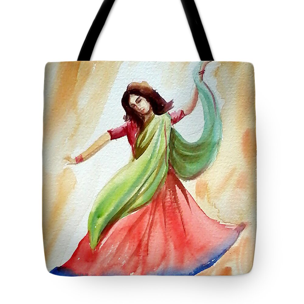 Watercolors Tote Bag featuring the painting Dance of abandon by Asha Sudhaker Shenoy