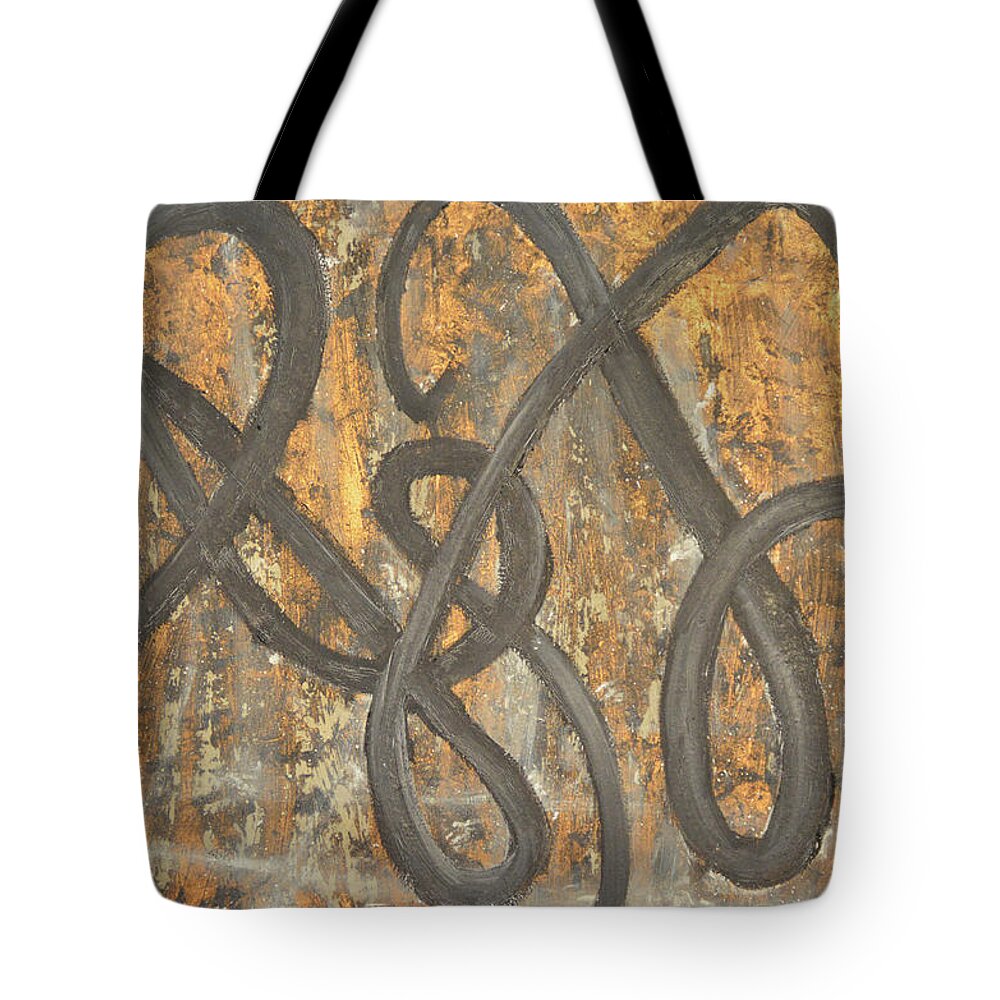 Gold Leaf Tote Bag featuring the painting Dance of the Fire Flies by Anita Hummel