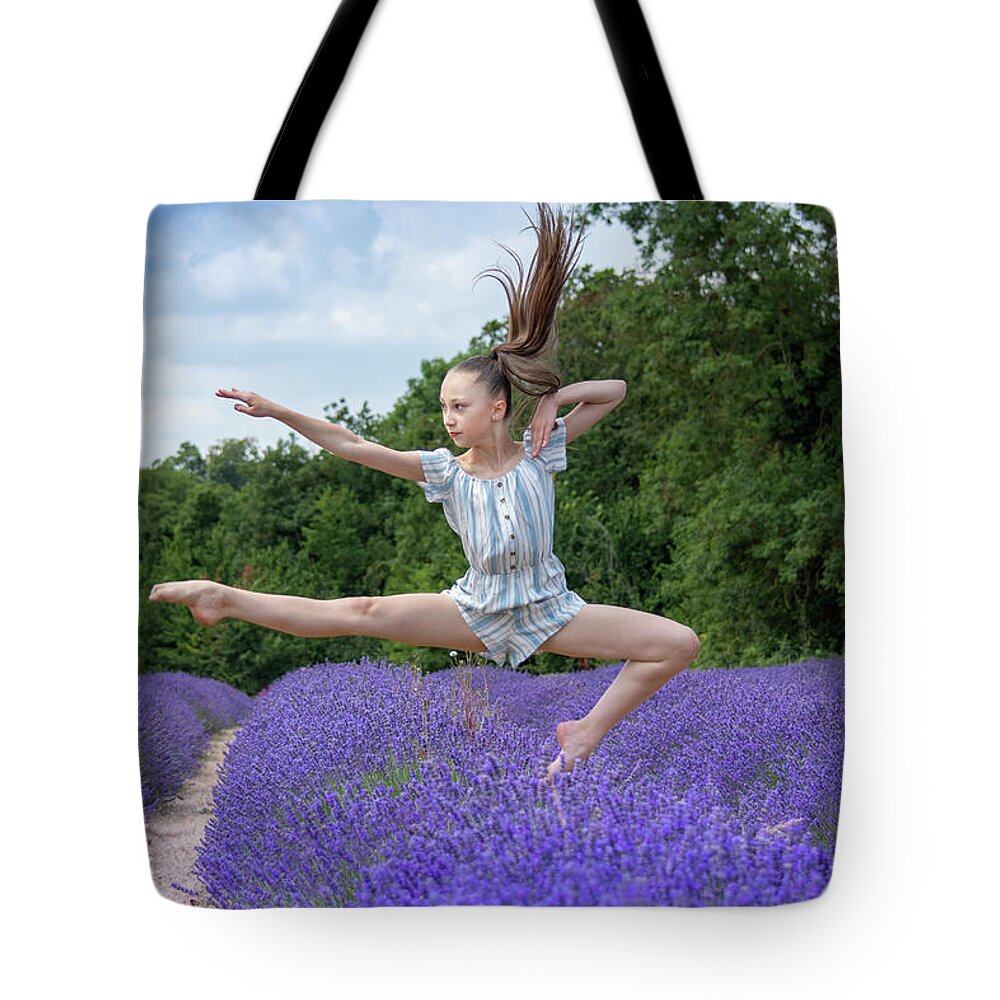 Lavender Tote Bag featuring the photograph Dance on the lavender by Andrew Lalchan