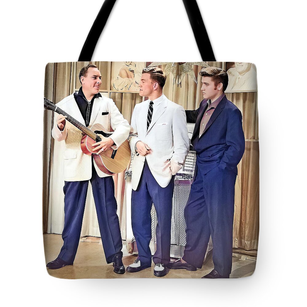 Tv Tote Bag featuring the digital art Elvis on Dance Party 4 by Chuck Staley