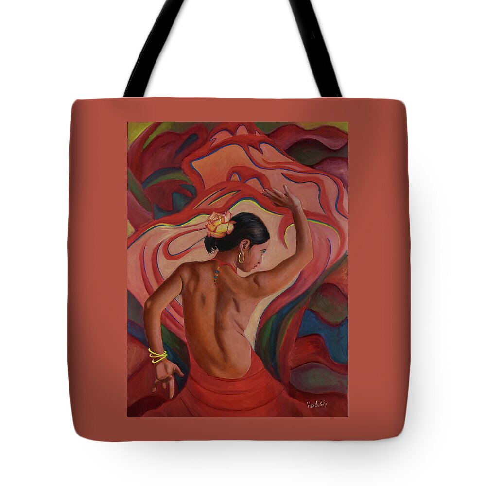 Tango Dancer Tote Bag featuring the painting Tango dancer by David Hardesty