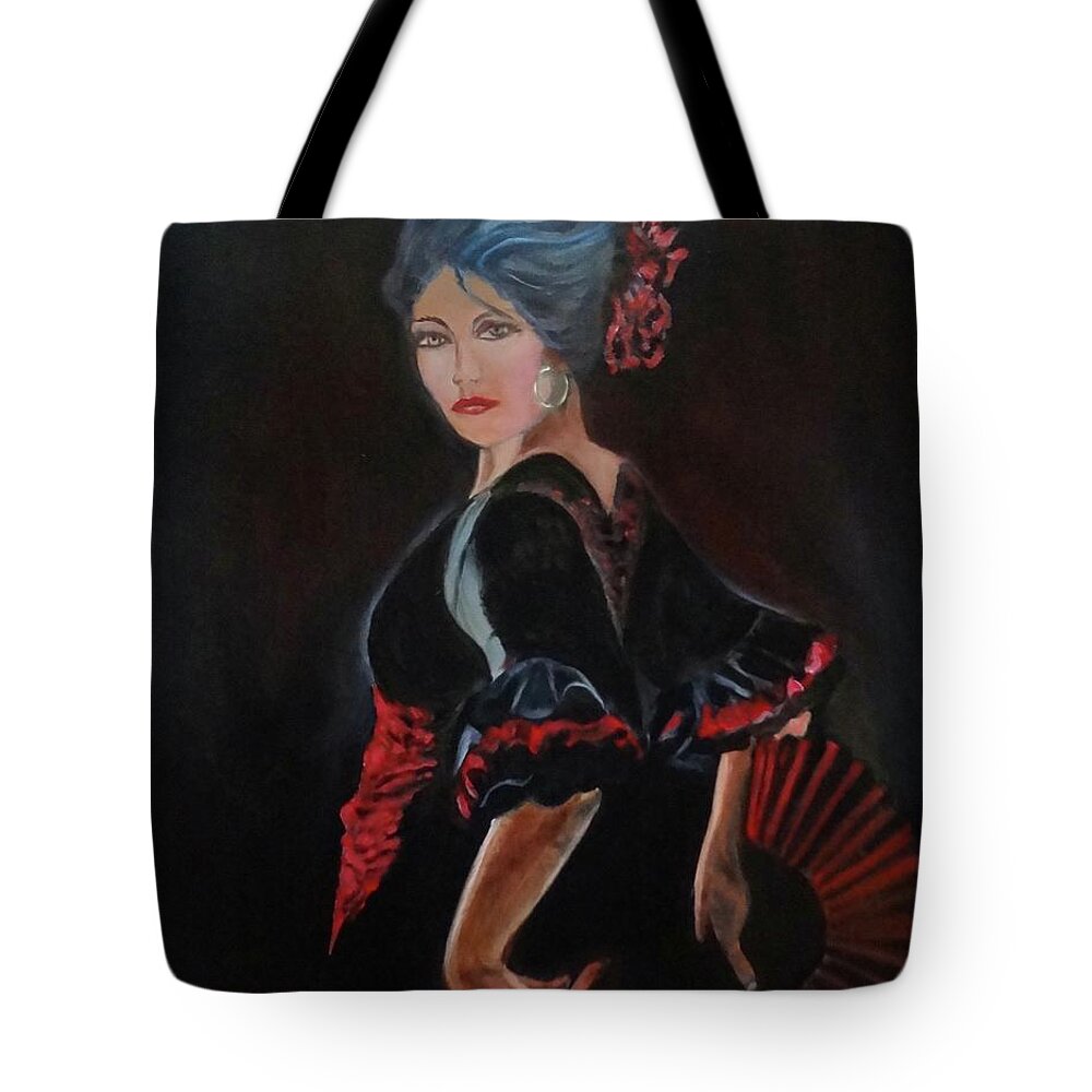 Spanish Dancer Tote Bag featuring the painting Dancer by Jenny Lee
