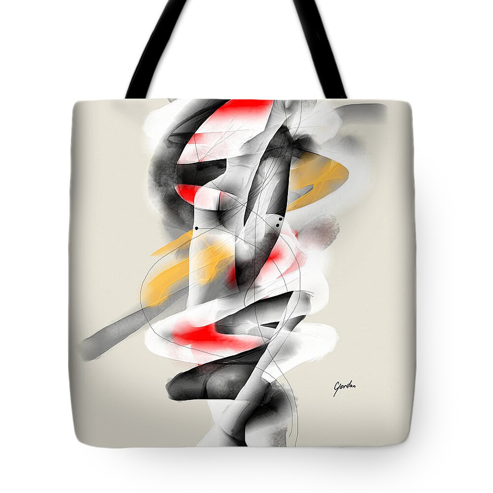 Abstract Tote Bag featuring the painting Dancer - Modern Minimalist Neutral Abstract Dancing Painting by iAbstractArt