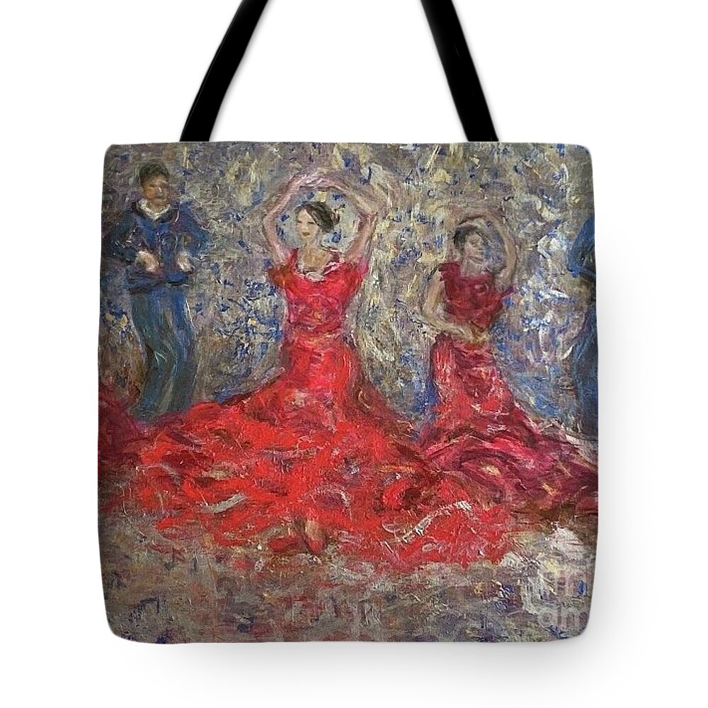 Dancers Tote Bag featuring the painting Dancers by Fereshteh Stoecklein