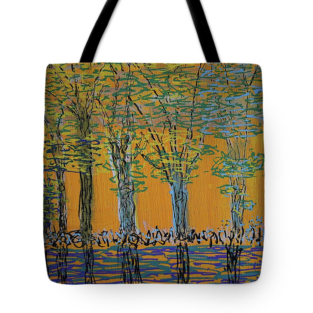 Trees Tote Bag featuring the painting Dancing Trees by Pam Roth O'Mara