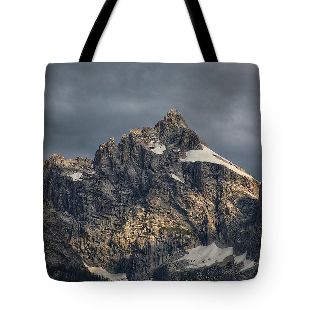 Mountain Tote Bag featuring the photograph Dark and Moody Tetons by Go and Flow Photos