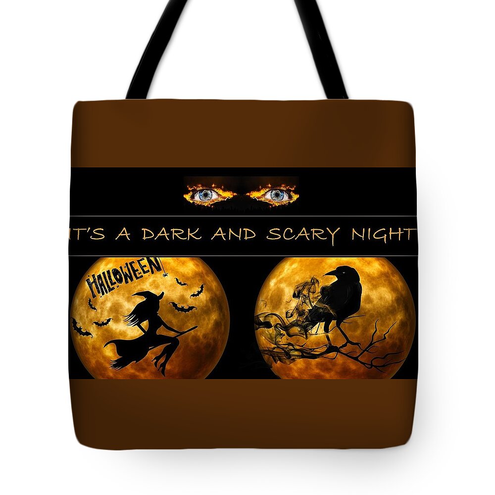 Halloween Tote Bag featuring the mixed media Dark and Scary Night by Nancy Ayanna Wyatt