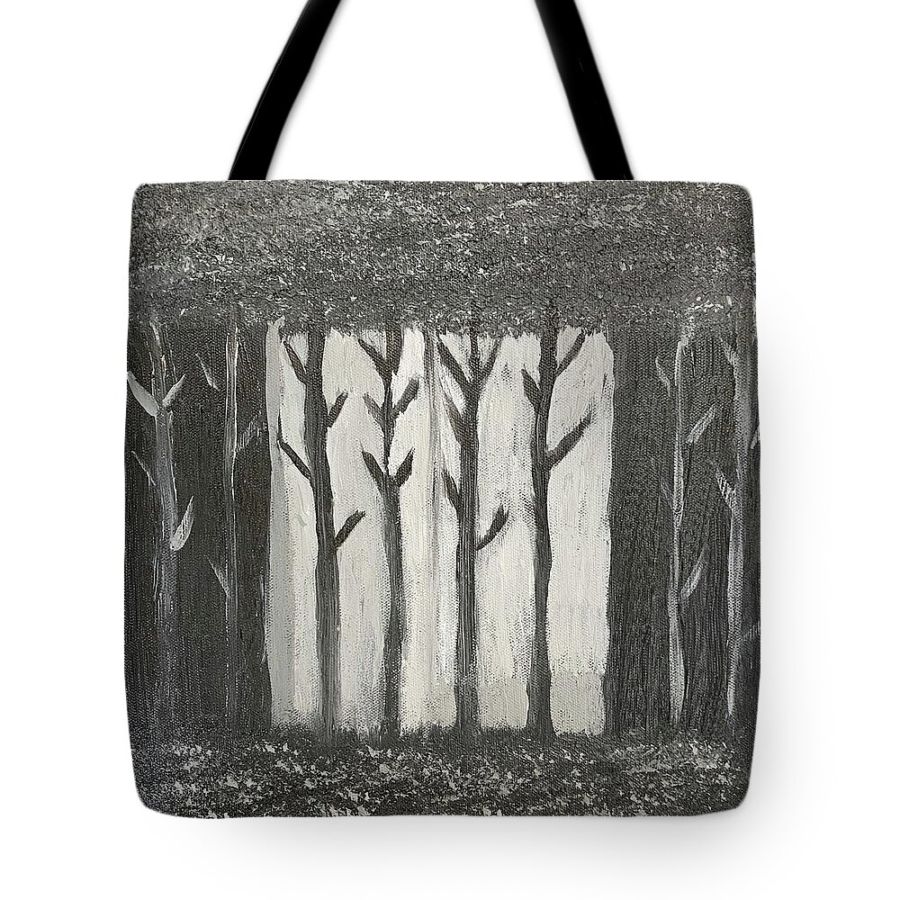 Black And White Tote Bag featuring the painting Darkness by Jana Cooney