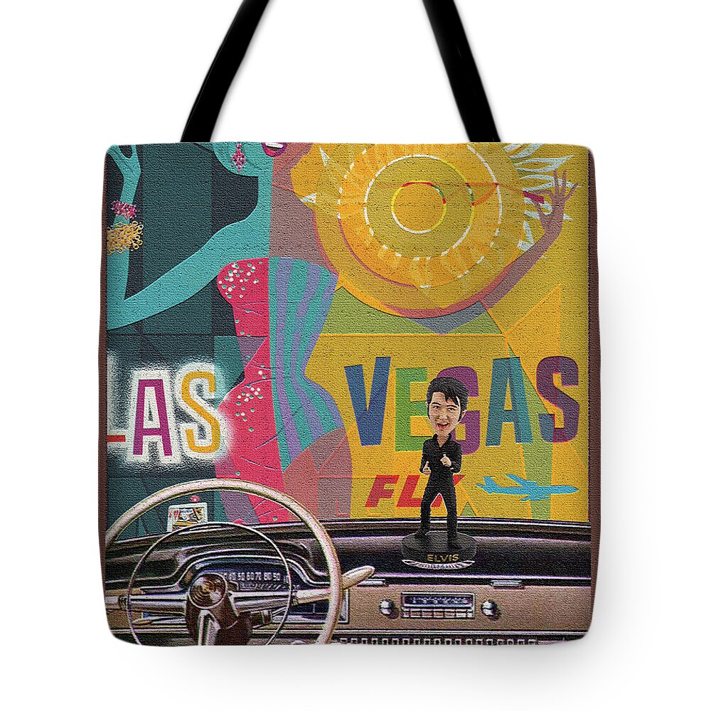 Dashboard Tote Bag featuring the digital art Dashboard / Elvis by David Squibb