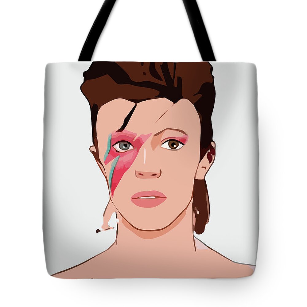 David Bowie Tote Bag featuring the digital art David Bowie Cartoon Portrait 2 by Ahmad Nusyirwan