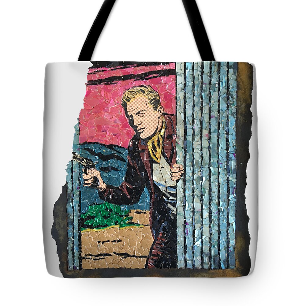 Glass Tote Bag featuring the mixed media David Enters Cautiously by Matthew Lazure