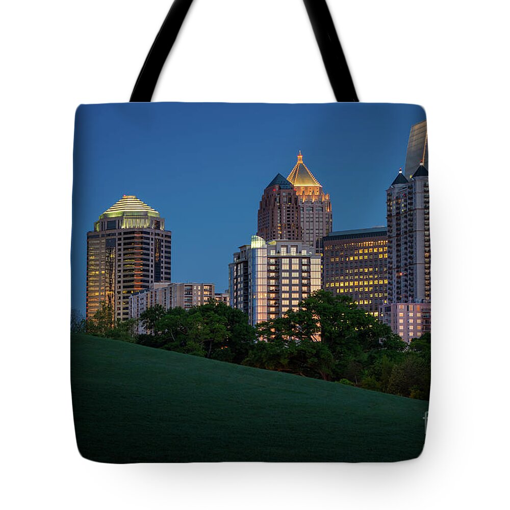 Midtown Tote Bag featuring the photograph Dawn In Midtown Atlanta by Doug Sturgess