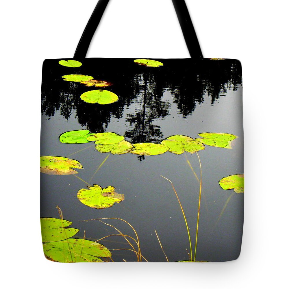 Night Tote Bag featuring the photograph Dawn in pond by Pauli Hyvonen
