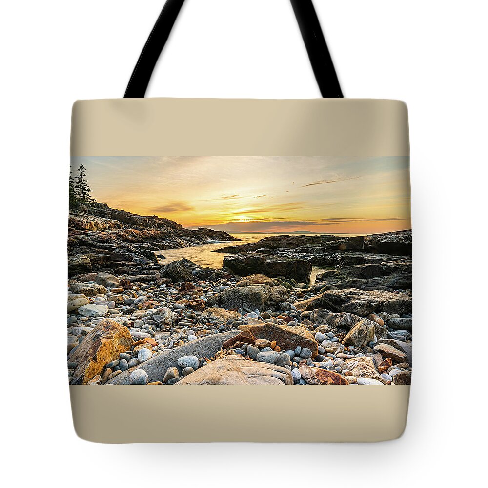 Acadia National Park Tote Bag featuring the photograph Dawn on the Acadia Coast 2 by Ron Long Ltd Photography