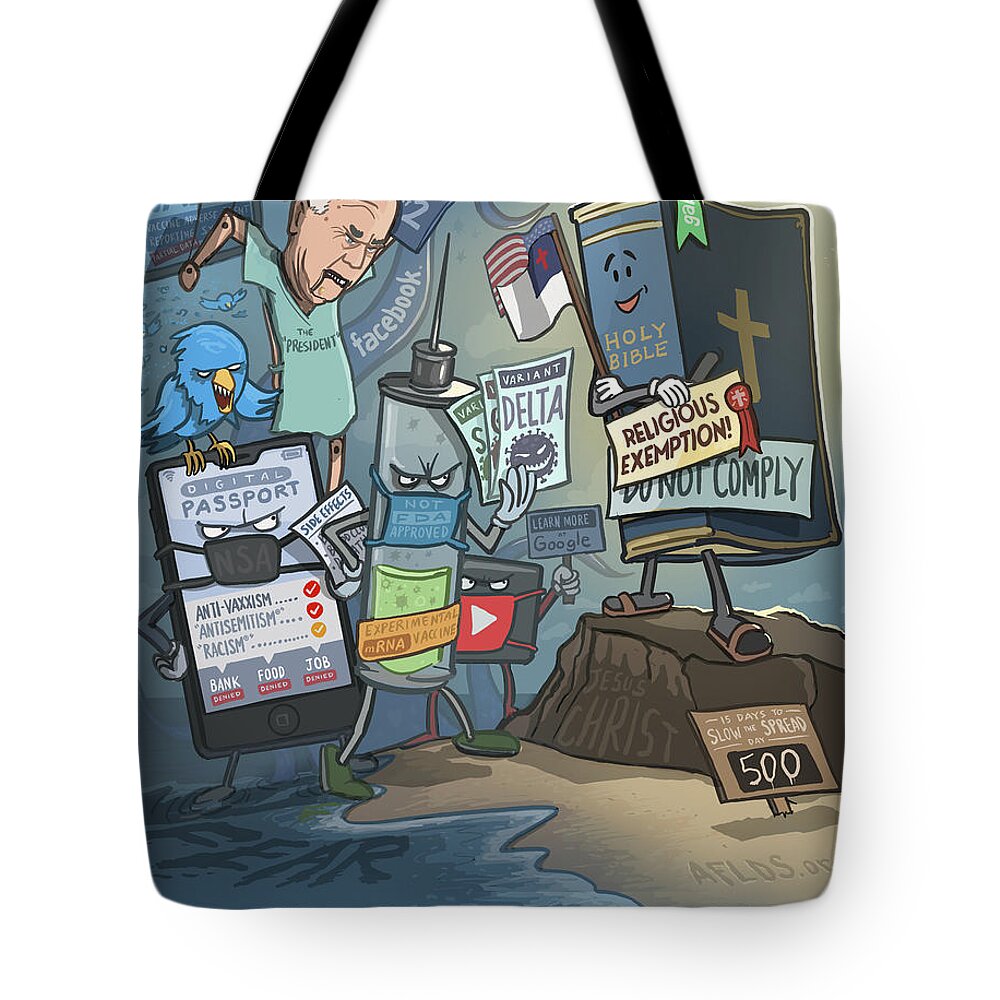 Covid-19 Tote Bag featuring the digital art Day 500 of 15 Days by Emerson Design