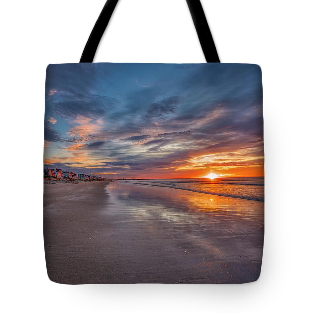 Footbridge Beach Tote Bag featuring the photograph Daybreak at Footbridge Beach by Penny Polakoff