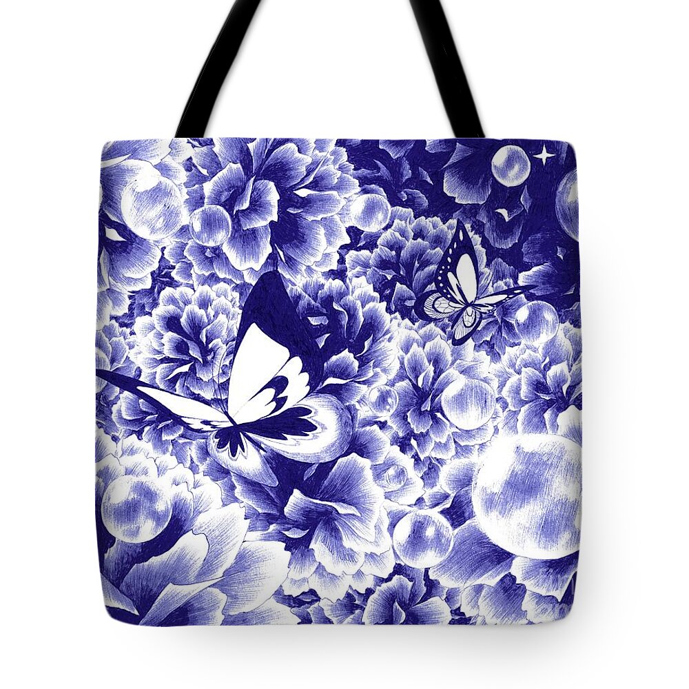 Butterflies Tote Bag featuring the drawing Dazzling by Alice Chen