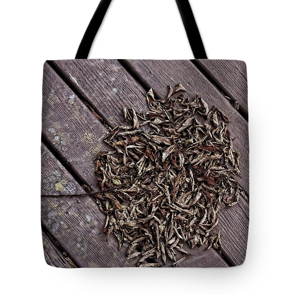 Brown Tote Bag featuring the digital art Dead Leaves Flower by David Desautel