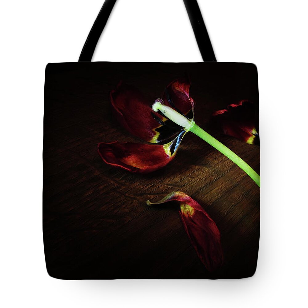 Wilted Tote Bag featuring the photograph Death by Maria Dimitrova