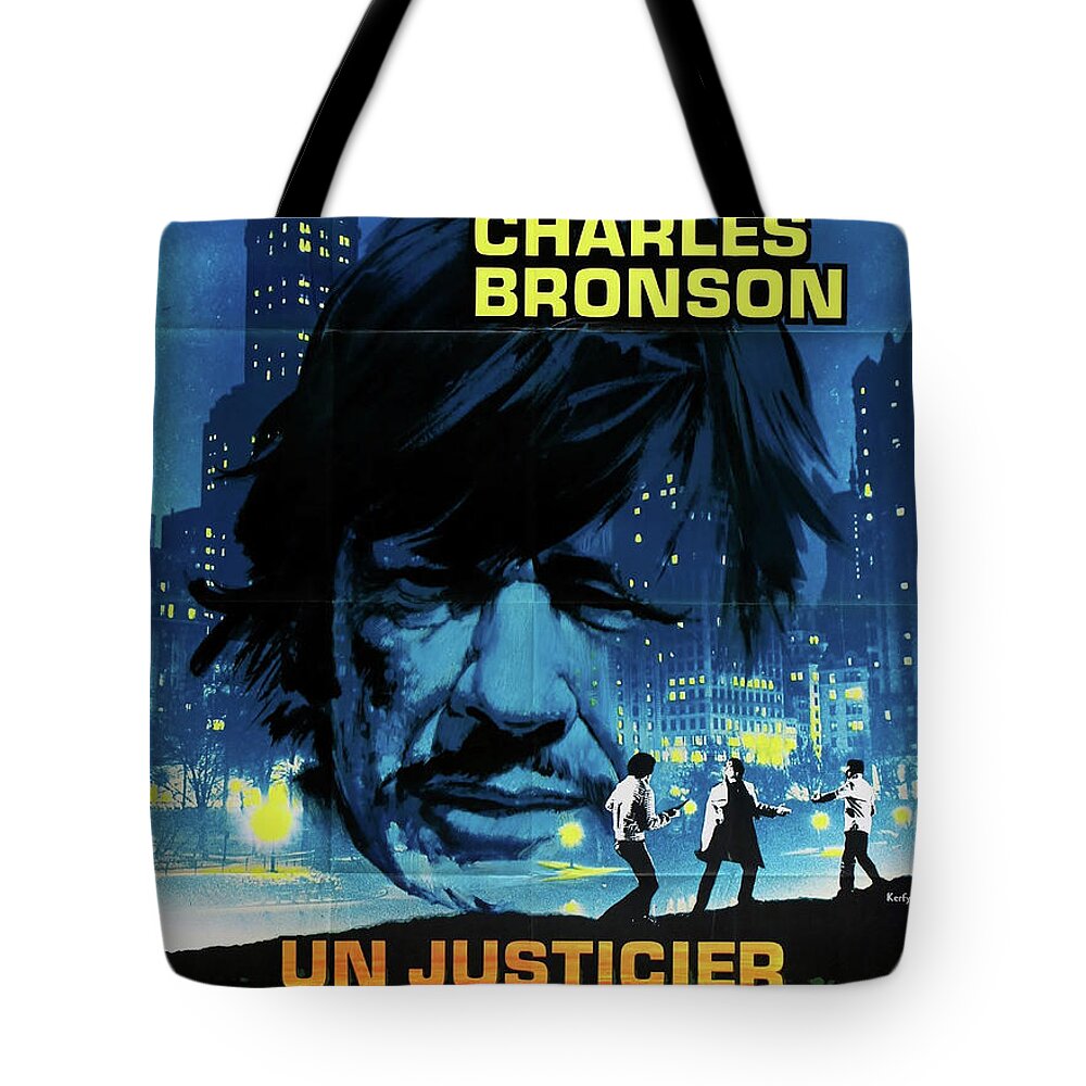Kerfyser Tote Bag featuring the mixed media ''Death Wish'' ,1974 - art by George Kerfyser by Movie World Posters