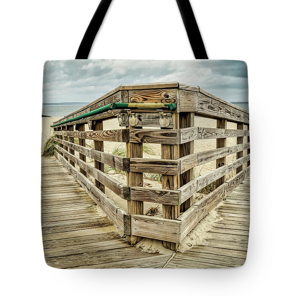 Boardwalk Tote Bag featuring the photograph Decision Point to Fish Or Swim by Gary Slawsky