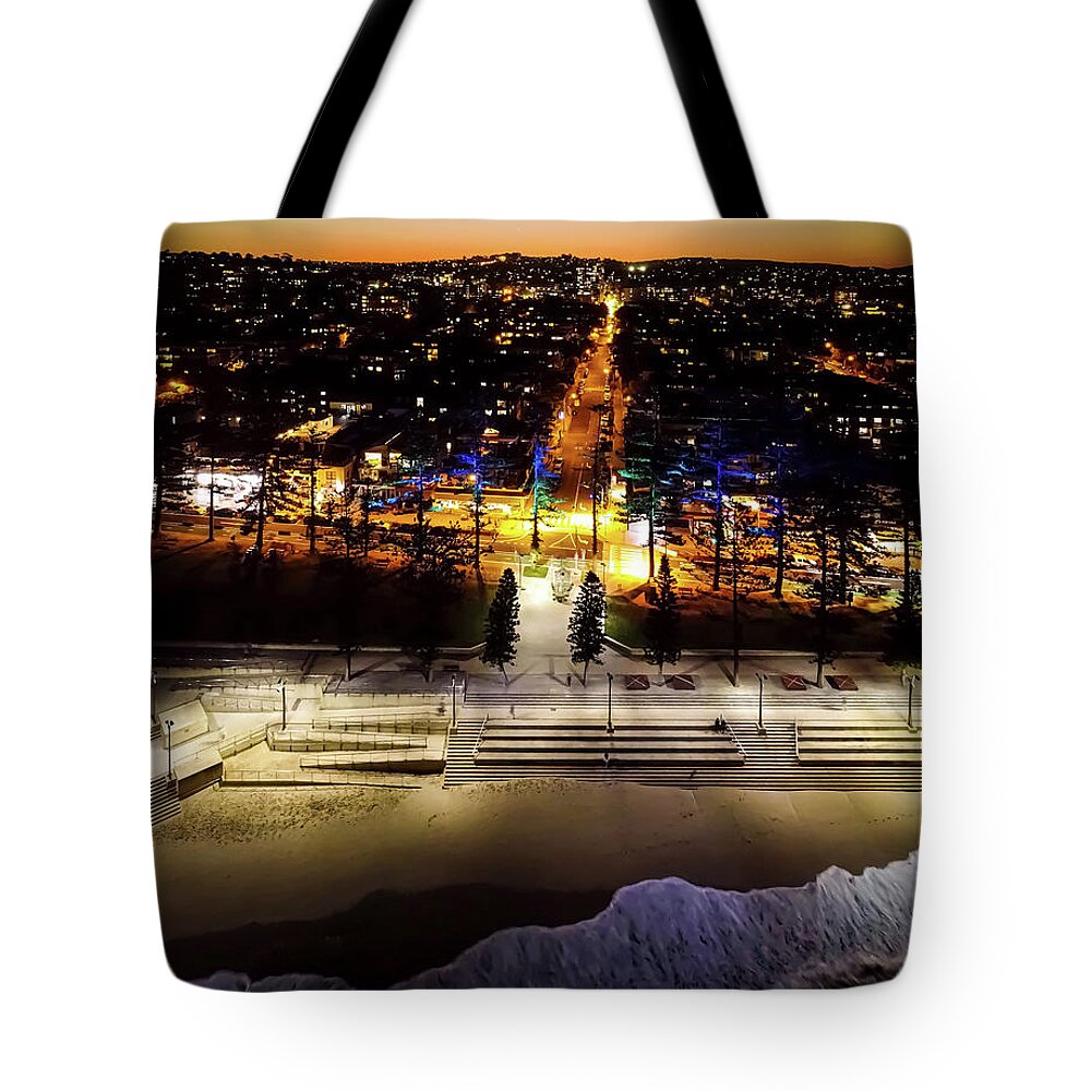 Beach; Sea; Blue; Beautiful; Nature Background; Seascape; Water; Landscape; Rocks; Cliffs; Rock Pool; Tourism; Travel; Summer; Holidays; Sea; Surf; Long Reef; Dee Why; Sydney; Australia; Swim; View; Coast; Aerial; Drone; Natural; Nature; Shore; Texture; Wave; Scenery Tote Bag featuring the photograph Dee Why Last Light No 3 by Andre Petrov
