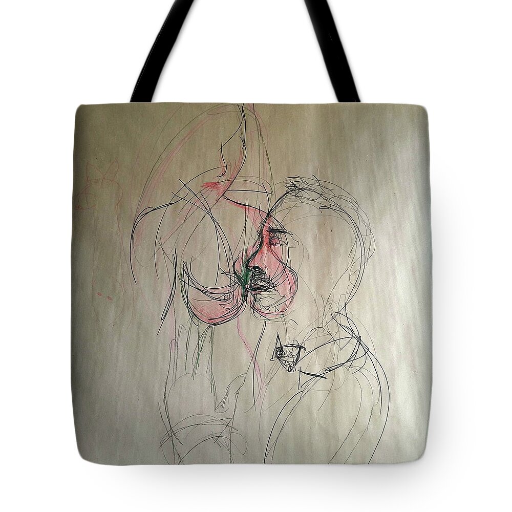 Drawing Tote Bag featuring the drawing Deep connection by Lala Randela