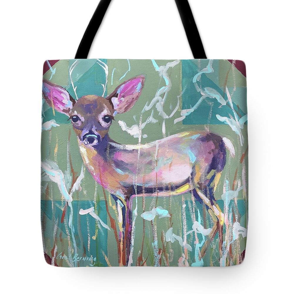 Deer Tracks Tote Bag featuring the painting Deer Tracks by Carol Berning