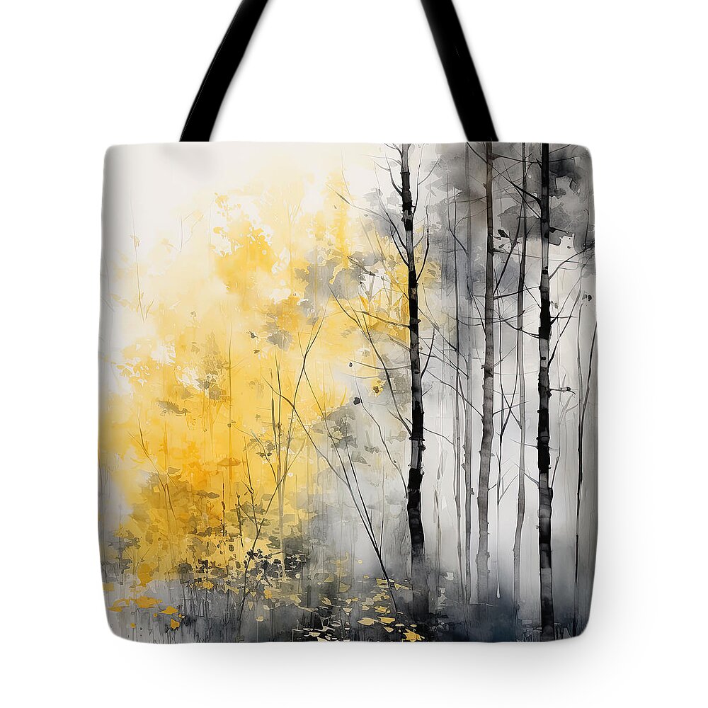 Yellow Tote Bag featuring the painting Delicate Autumn Leaves in Watercolor by Lourry Legarde