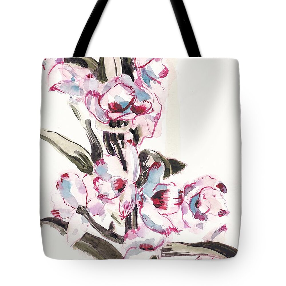 Noble Tote Bag featuring the painting Dendrobium Nobile by George Cret