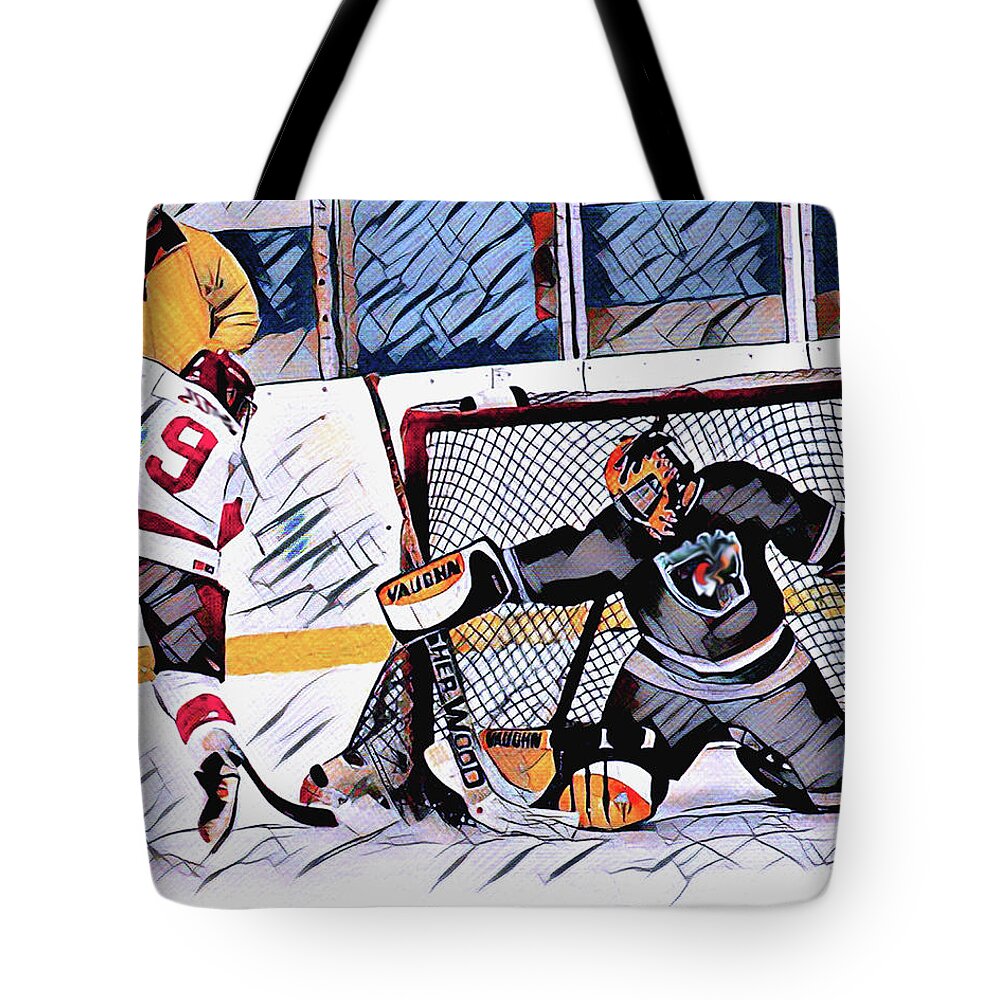 Sports Tote Bag featuring the digital art Denied by Larry Nader