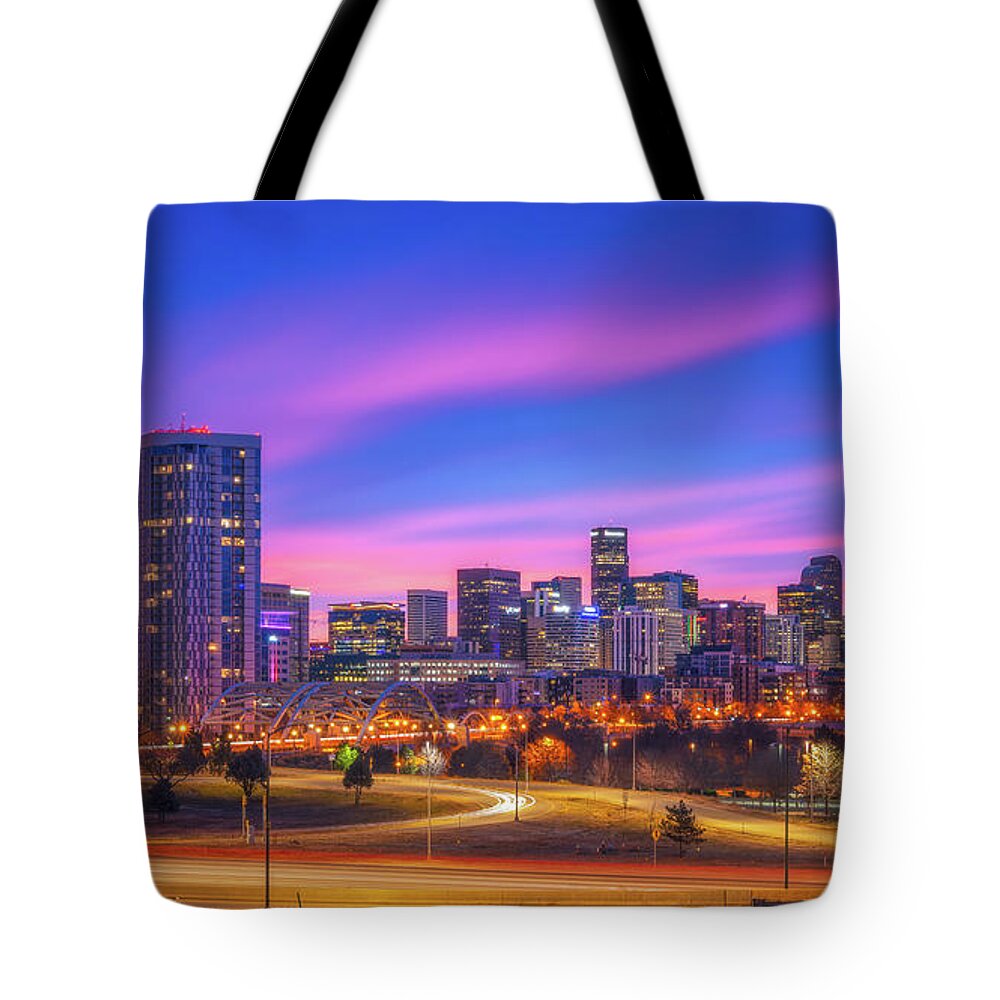 Denver Tote Bag featuring the photograph Denvers Morning Commute by Darren White