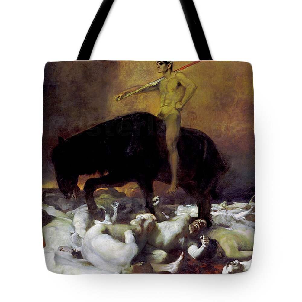 Franz Tote Bag featuring the painting Der Krieg by Franz von Stuck