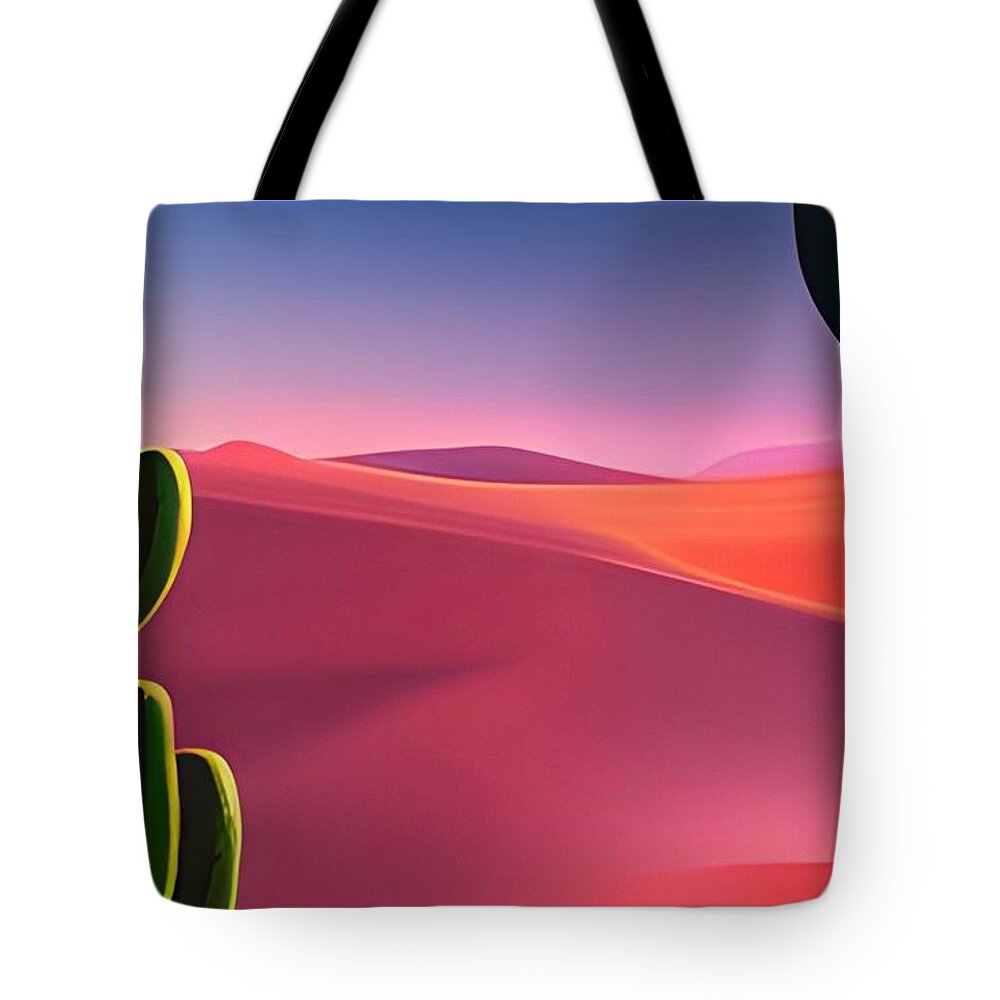 Dusk Tote Bag featuring the digital art Desert at Dusk II by Bonnie Bruno