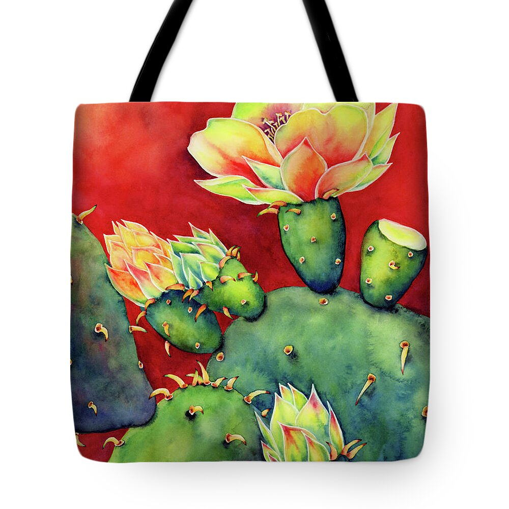 Cactus Tote Bag featuring the painting Desert Bloom by Hailey E Herrera