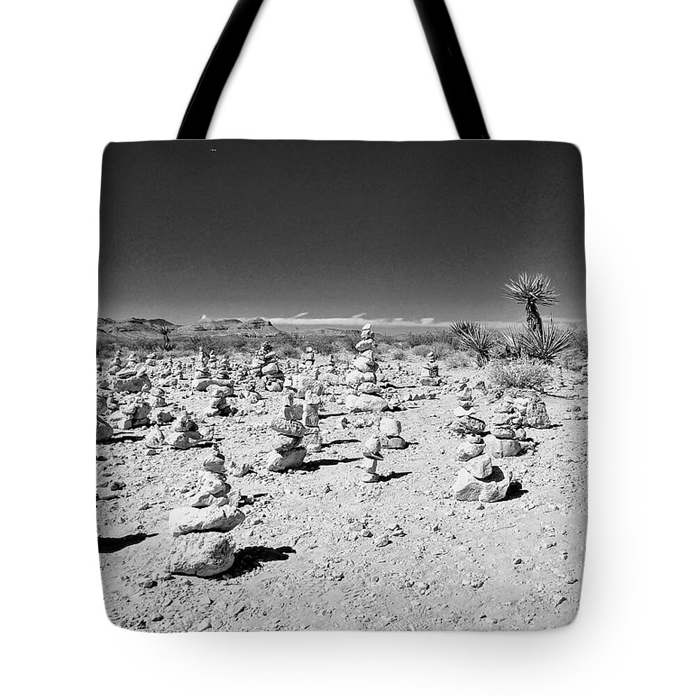 Black And White Tote Bag featuring the photograph Desert Floor b/w by David Zumsteg