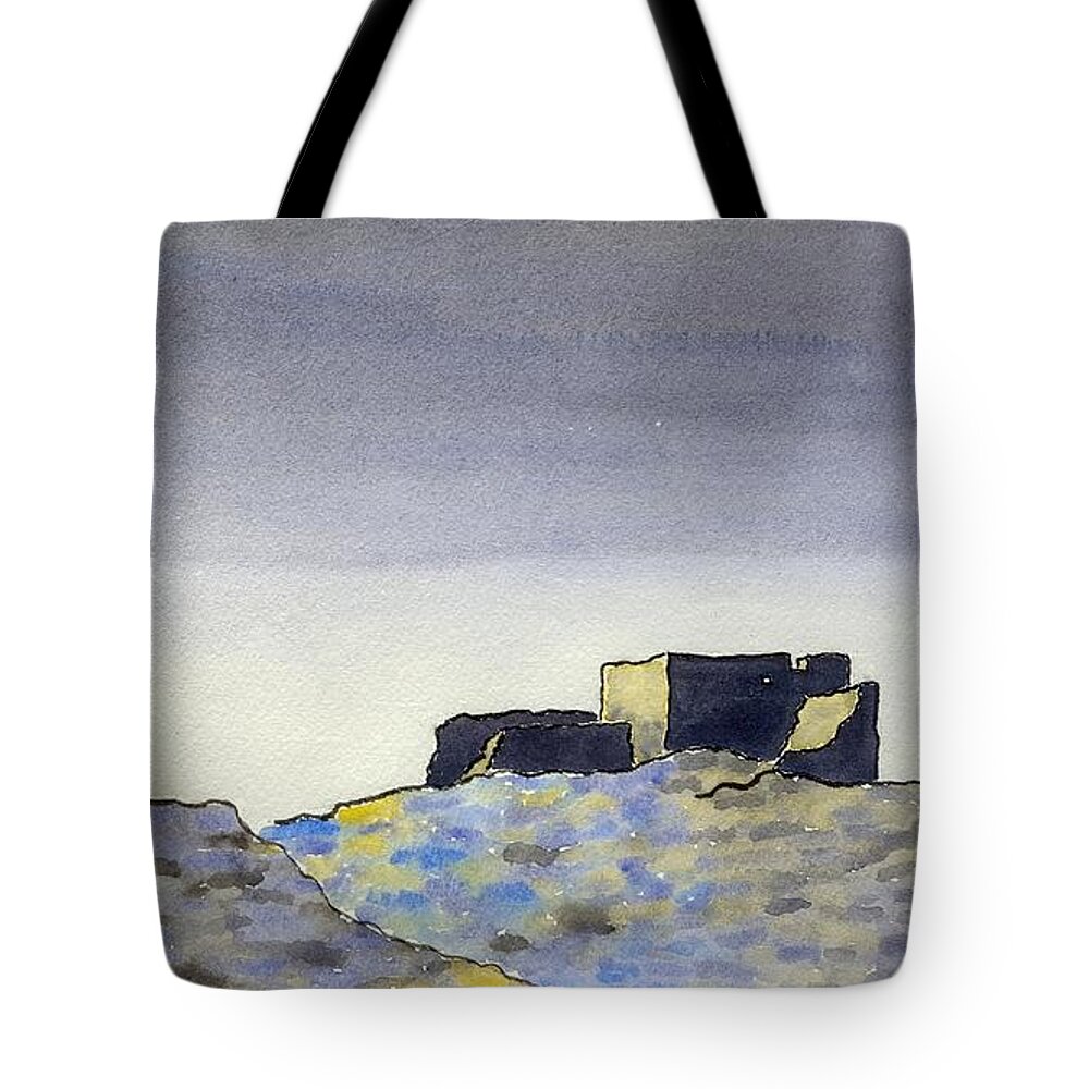 Watercolor Tote Bag featuring the painting Desert Shadows Lore by John Klobucher
