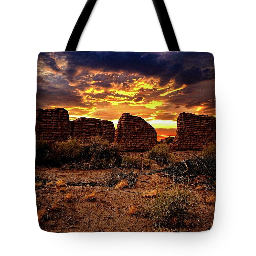 Landscapes Tote Bag featuring the photograph Desert Sunset by Claude Dalley