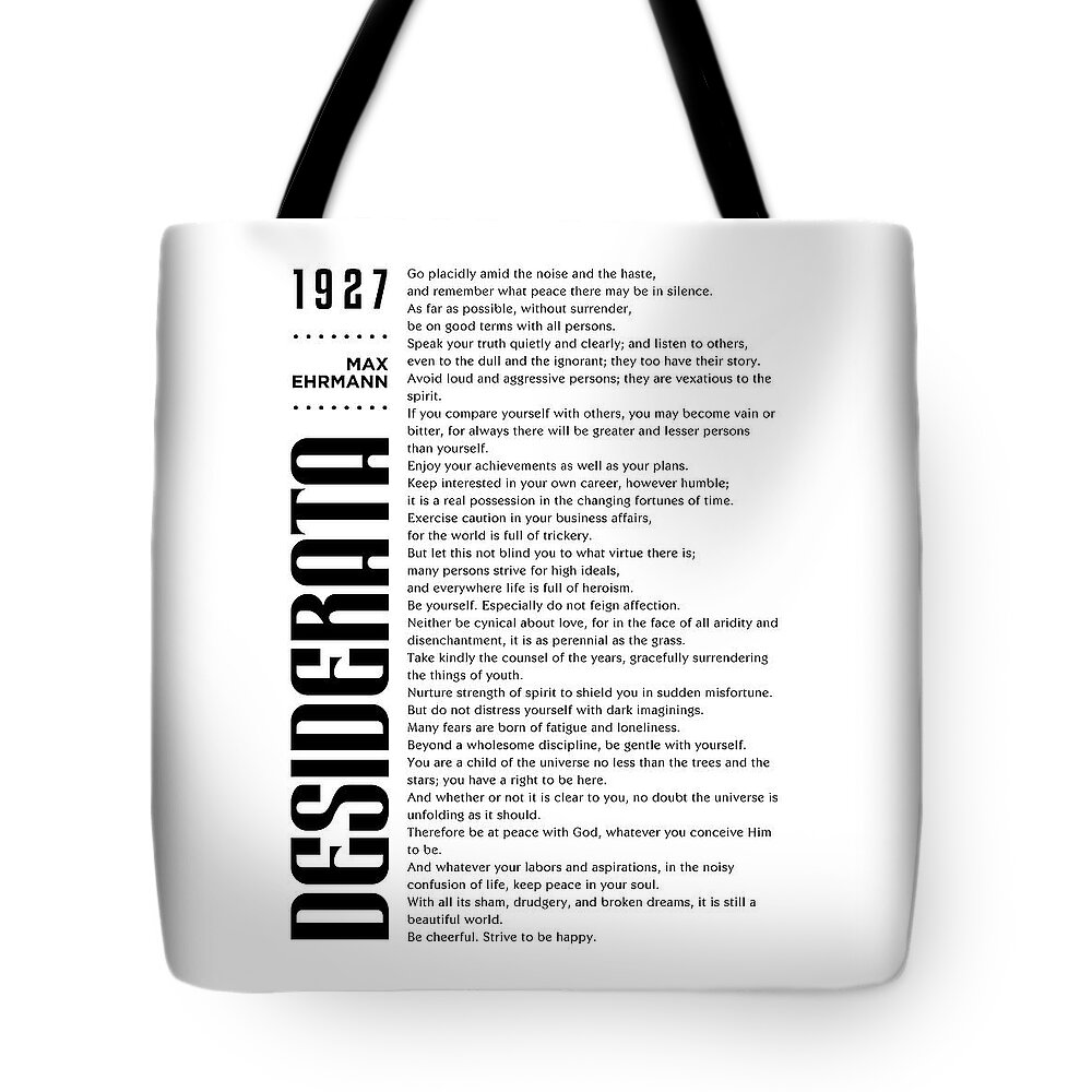 Desiderata Tote Bag featuring the mixed media Desiderata - Max Ehrmann - Typographic Print - Literary Poster 11 by Studio Grafiikka