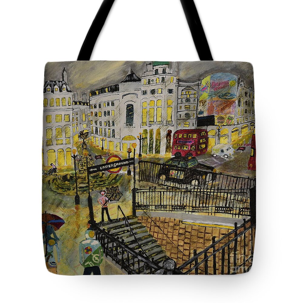 Contemporary Tote Bag featuring the painting Desires in a Piccadilly by David Westwood