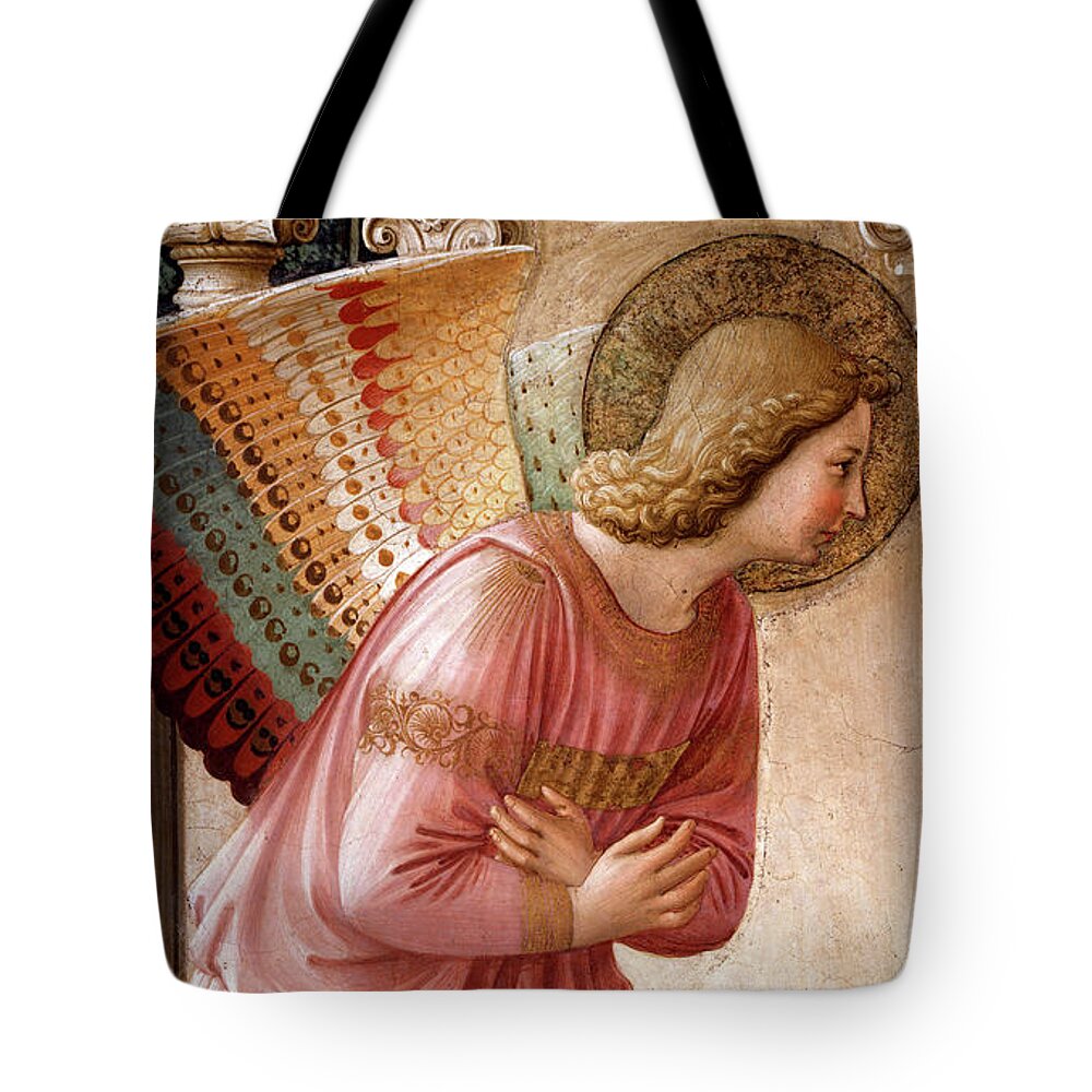 Angel Tote Bag featuring the painting Detail from The Annunciation showing Archangel Gabriel by Fra Angelico