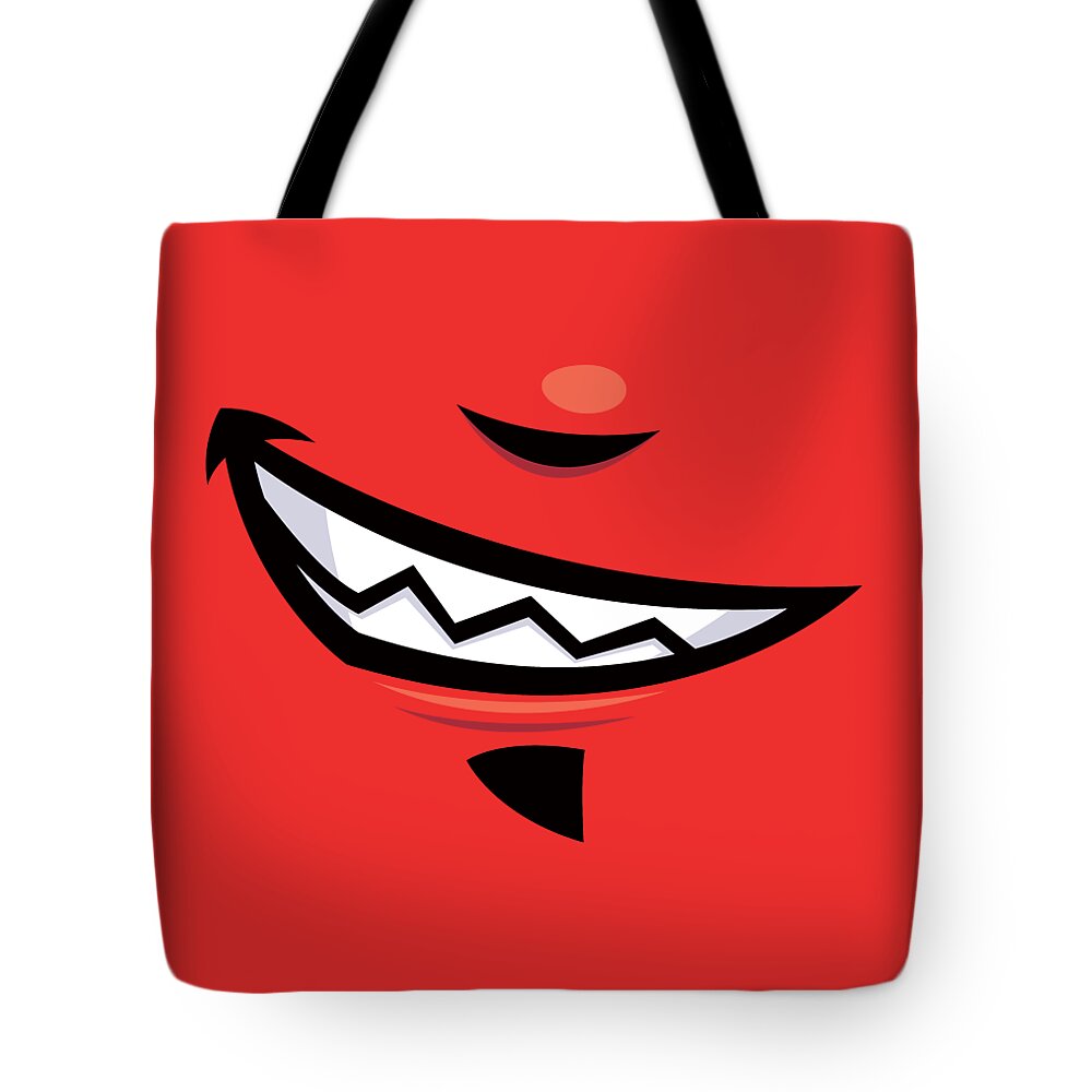 Grin Tote Bag featuring the digital art Devilish Grin Cartoon Mouth by John Schwegel