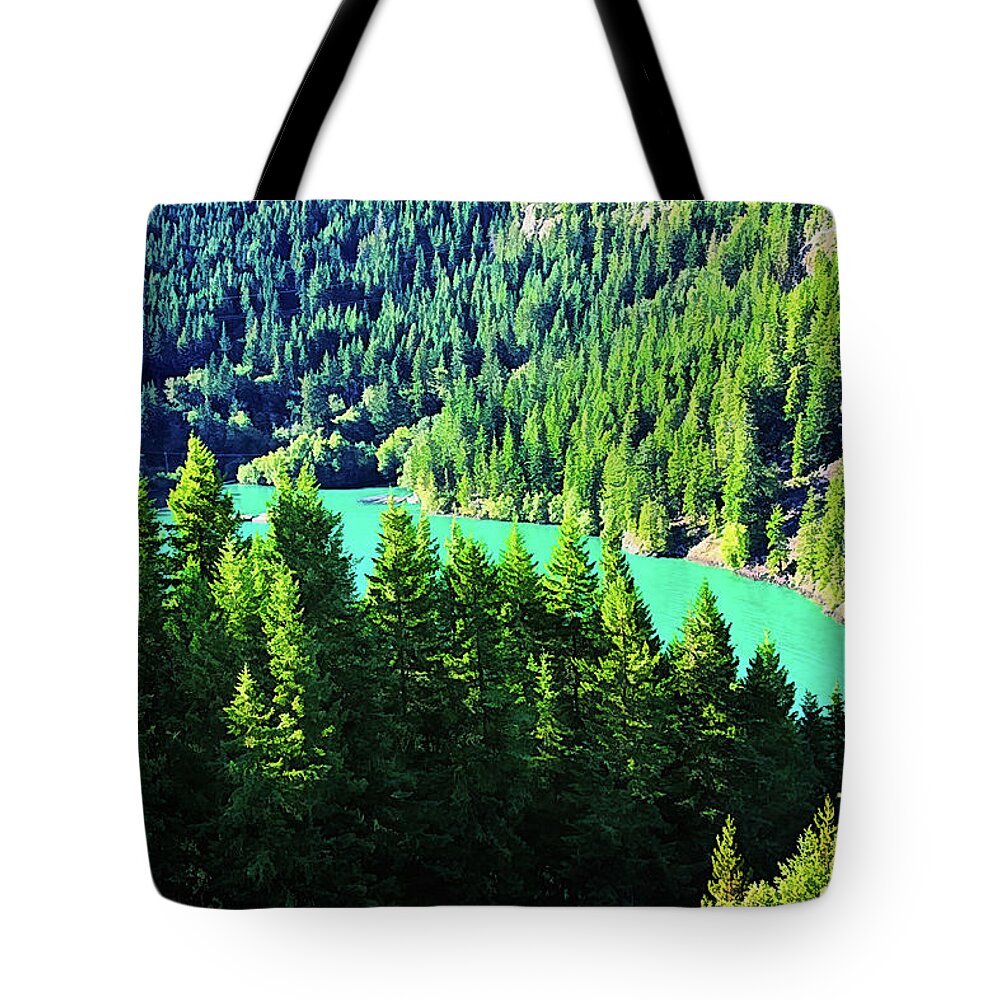 Diablo Lake Tote Bag featuring the photograph Diablo Lake - Cascades Mountains by Tatiana Travelways