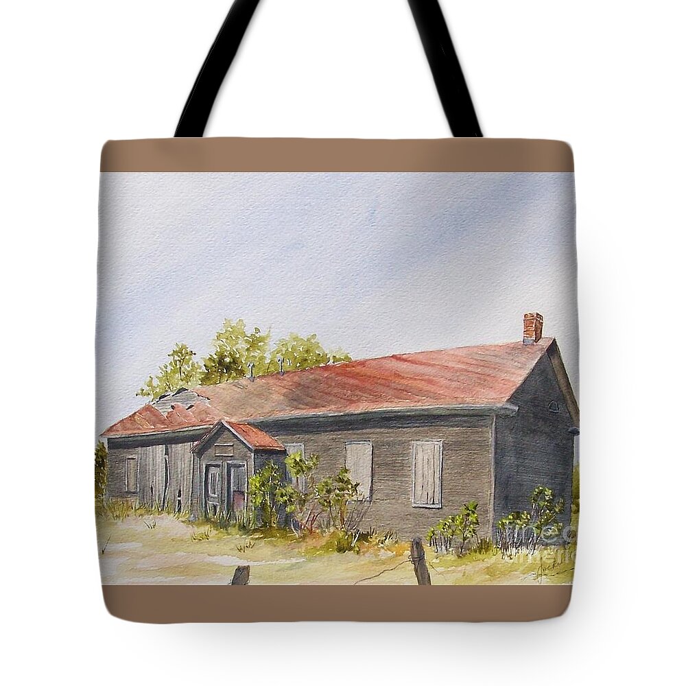 School House Tote Bag featuring the painting Did the bell ring? by Jackie Mueller-Jones
