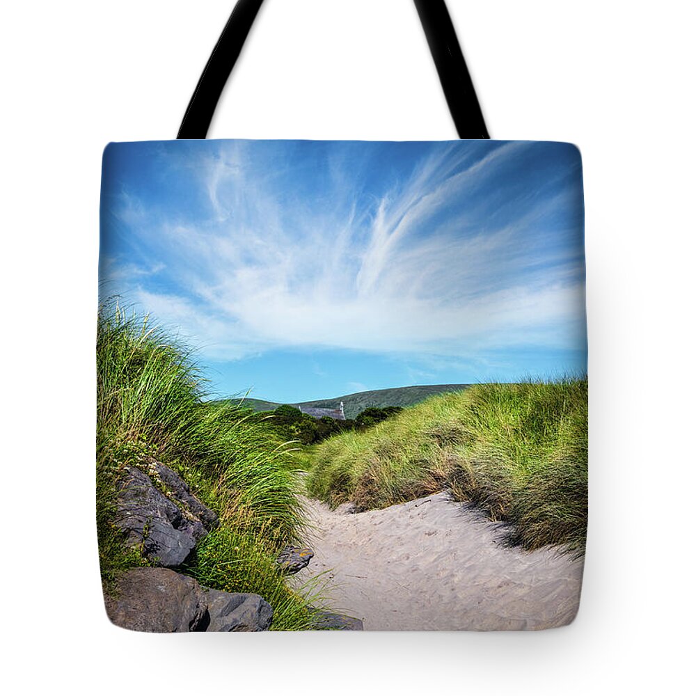 Clouds Tote Bag featuring the photograph Dingle Sand Dunes by Debra and Dave Vanderlaan